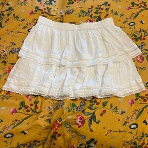 LOFT White Tiered Mini Skirt